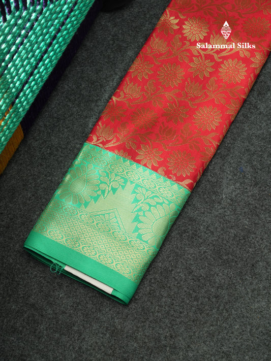 Semi Pattu Pavadai ( Chilly Red ) With Rexona Blouse 18"