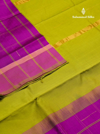 Beautiful Royal Blue Checks And Rain Drops Buttas Semi Silk Cotton Saree With Mango Yellow Border