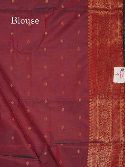 Semi Soft Silk Saree - Teal Blue Colour Body With Contrast Maroon Traditional Gap Border