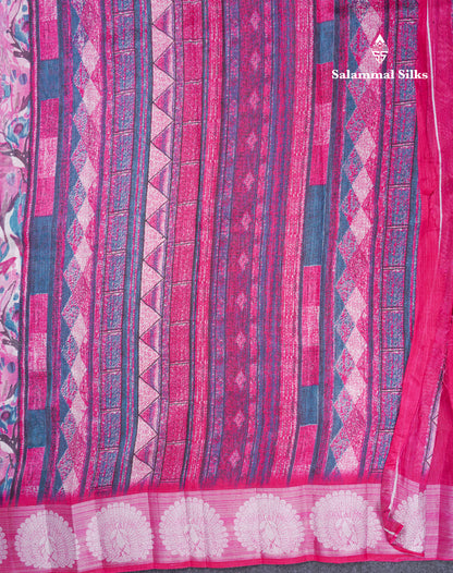 Beautiful Multicolour Mixed Cotton Saree With Contrast Orange Tissue Border