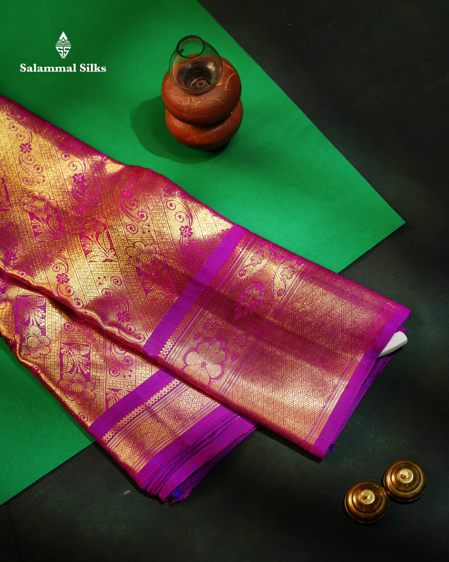 Dark Purple Tissue Bridal Pure Kanjivaram Silk Saree With Traditional Evening Morning Border
