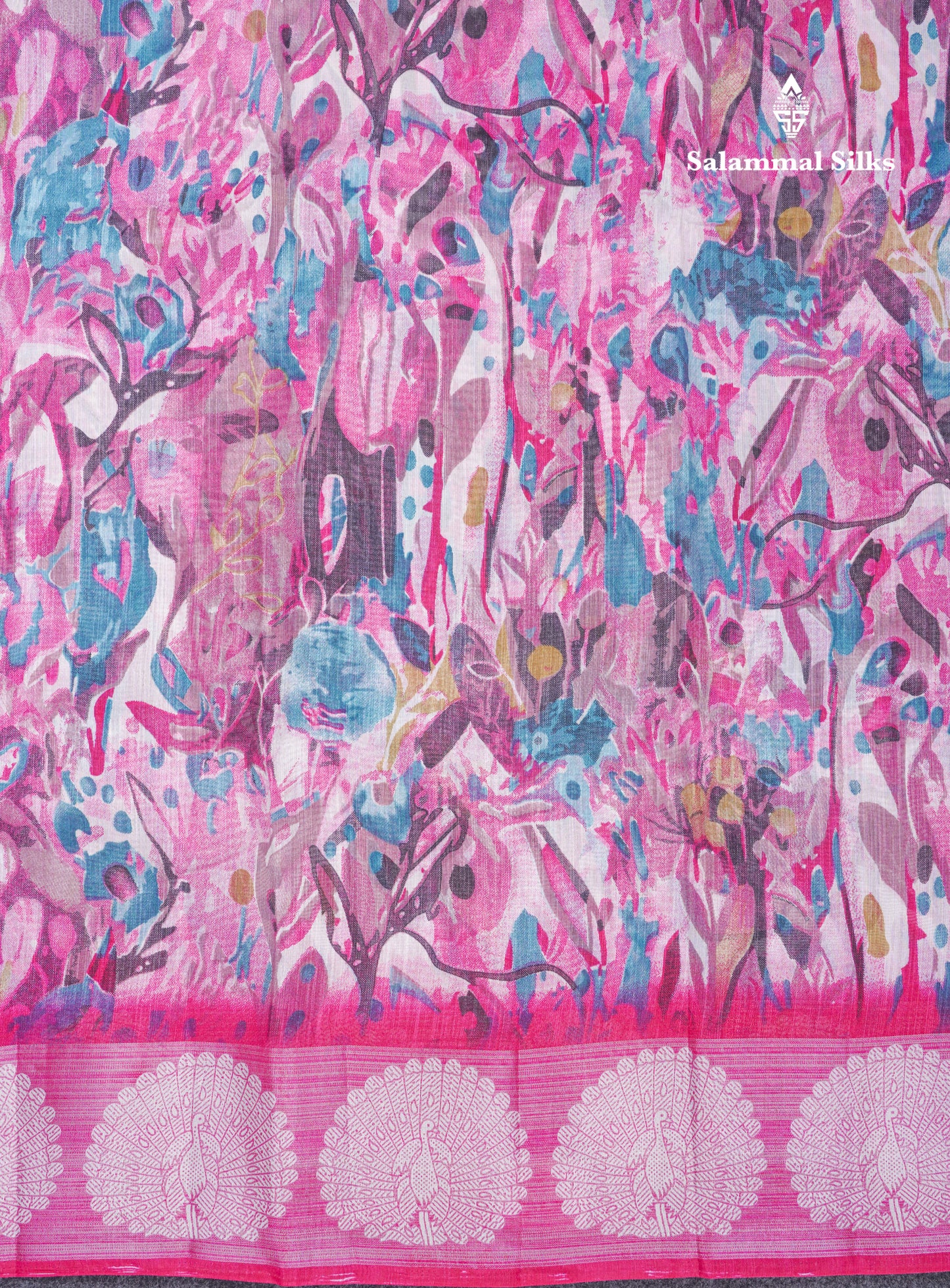 Beautiful Multicolour Mixed Cotton Saree With Contrast Orange Tissue Border