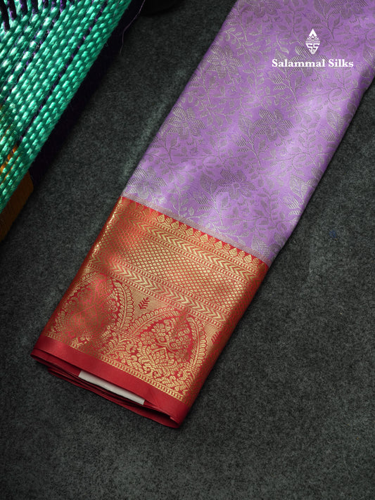 Semi Pattu Pavadai ( Lavender ) With Red Blouse 18"