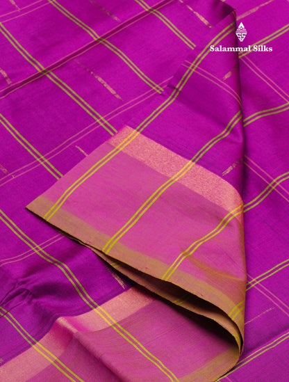 Beautiful Royal Blue Checks And Rain Drops Buttas Semi Silk Cotton Saree With Mango Yellow Border