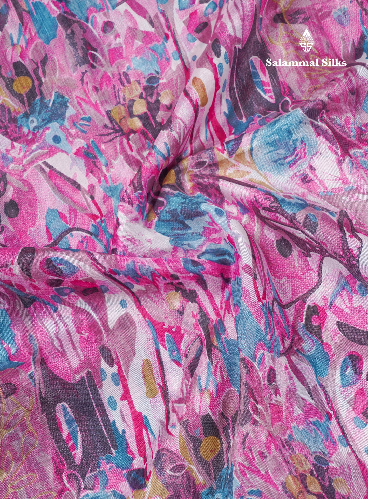 Beautiful Multicolour Mixed Cotton Saree With Contrast Orange Tissue Border