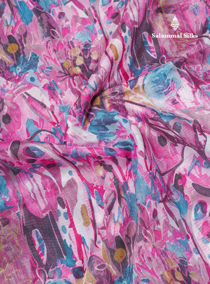 Beautiful Multicolour Mixed Cotton Saree With Contrast Orange Tissue Border