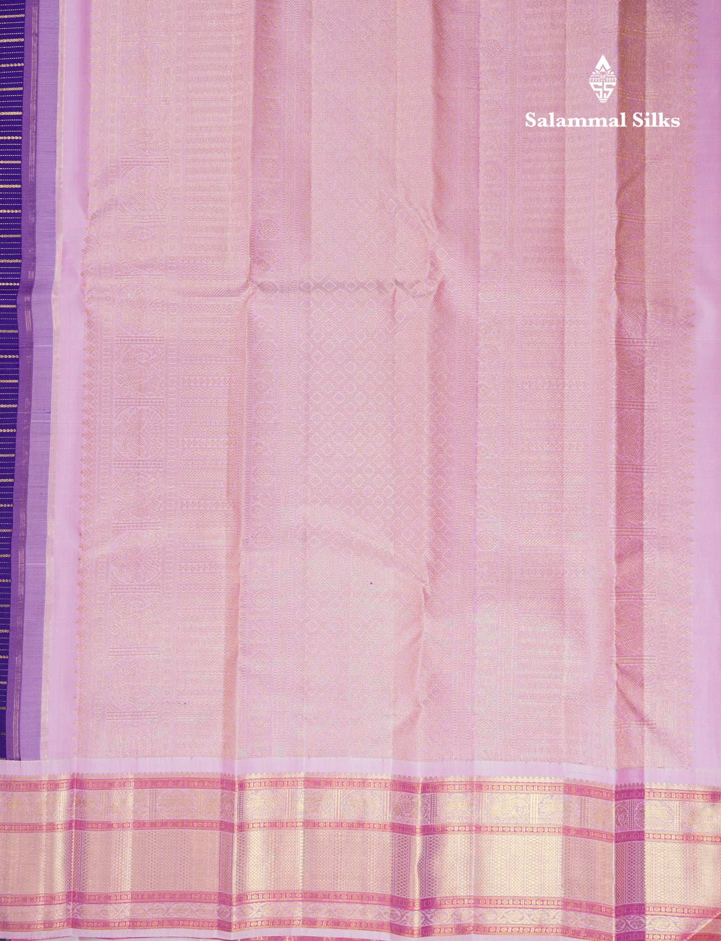 Beautiful Koravi Navy Blue Pure Kanjivaram Silk Saree With Contrast Baby Pink Traditional Border
