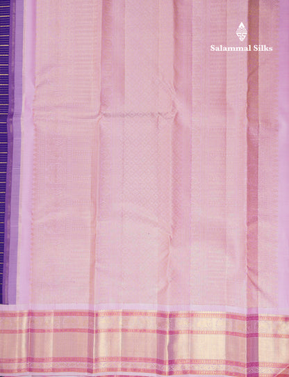 Beautiful Koravi Navy Blue Pure Kanjivaram Silk Saree With Contrast Baby Pink Traditional Border