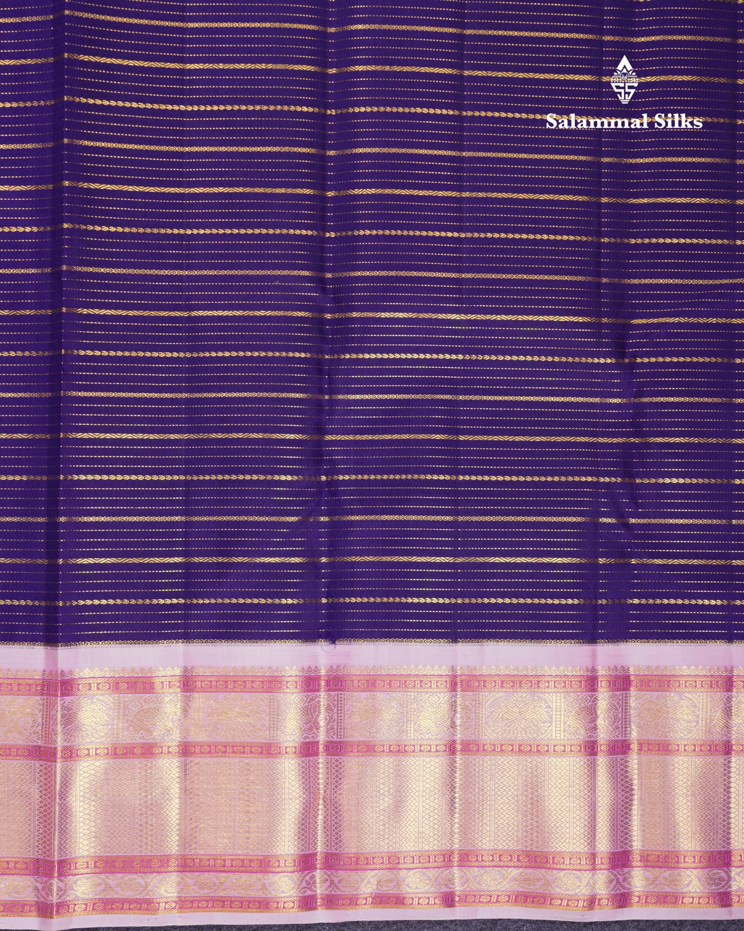 Beautiful Koravi Navy Blue Pure Kanjivaram Silk Saree With Contrast Baby Pink Traditional Border