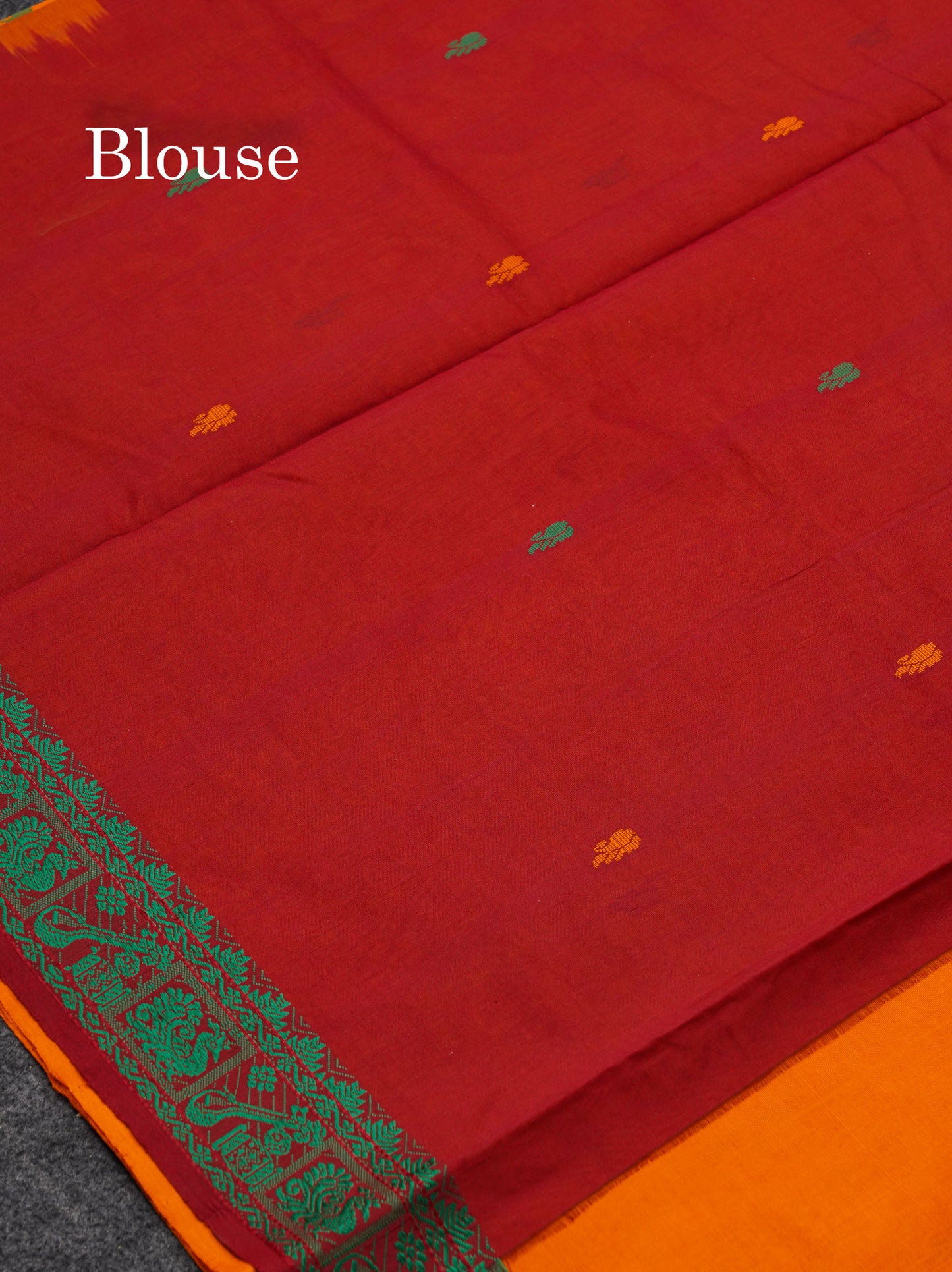 Beautiful Sandal Thread Buttas Handloom Semi Silk Cotton Saree With Maroon Traditional Thread Border