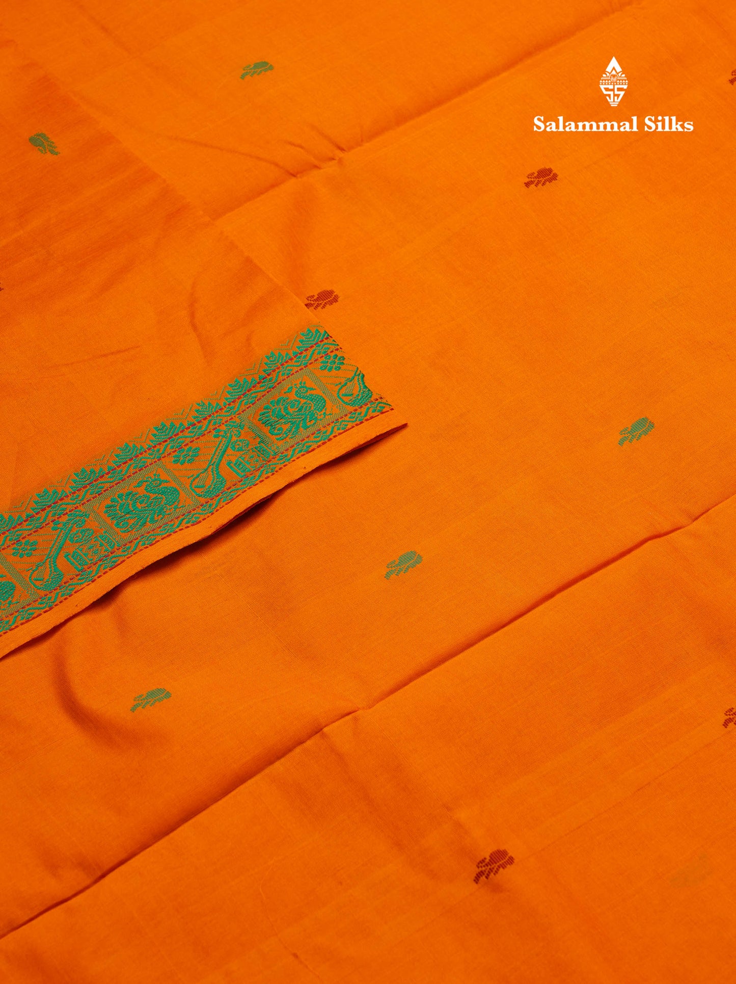 Beautiful Sandal Thread Buttas Handloom Semi Silk Cotton Saree With Maroon Traditional Thread Border