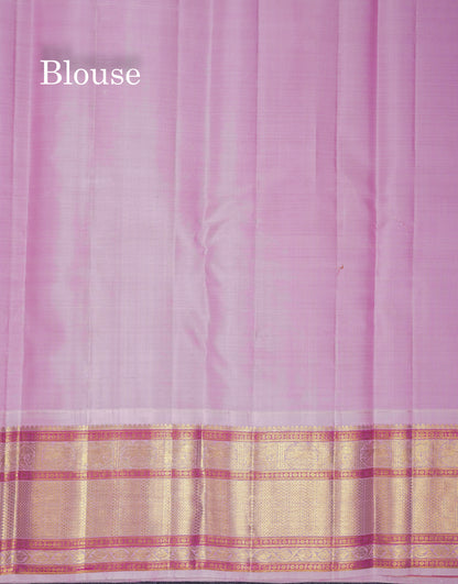 Beautiful Koravi Navy Blue Pure Kanjivaram Silk Saree With Contrast Baby Pink Traditional Border