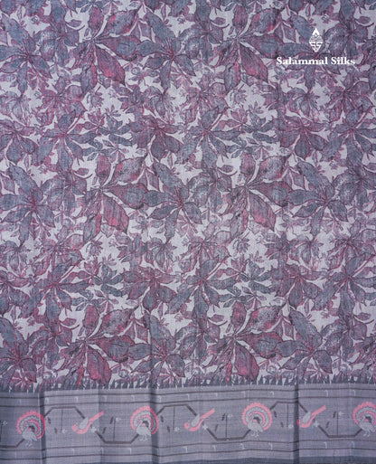 Beautiful Cream Sandal Mixed Cotton Saree With Contrast Olive Mustard Yellow Tissue Borber