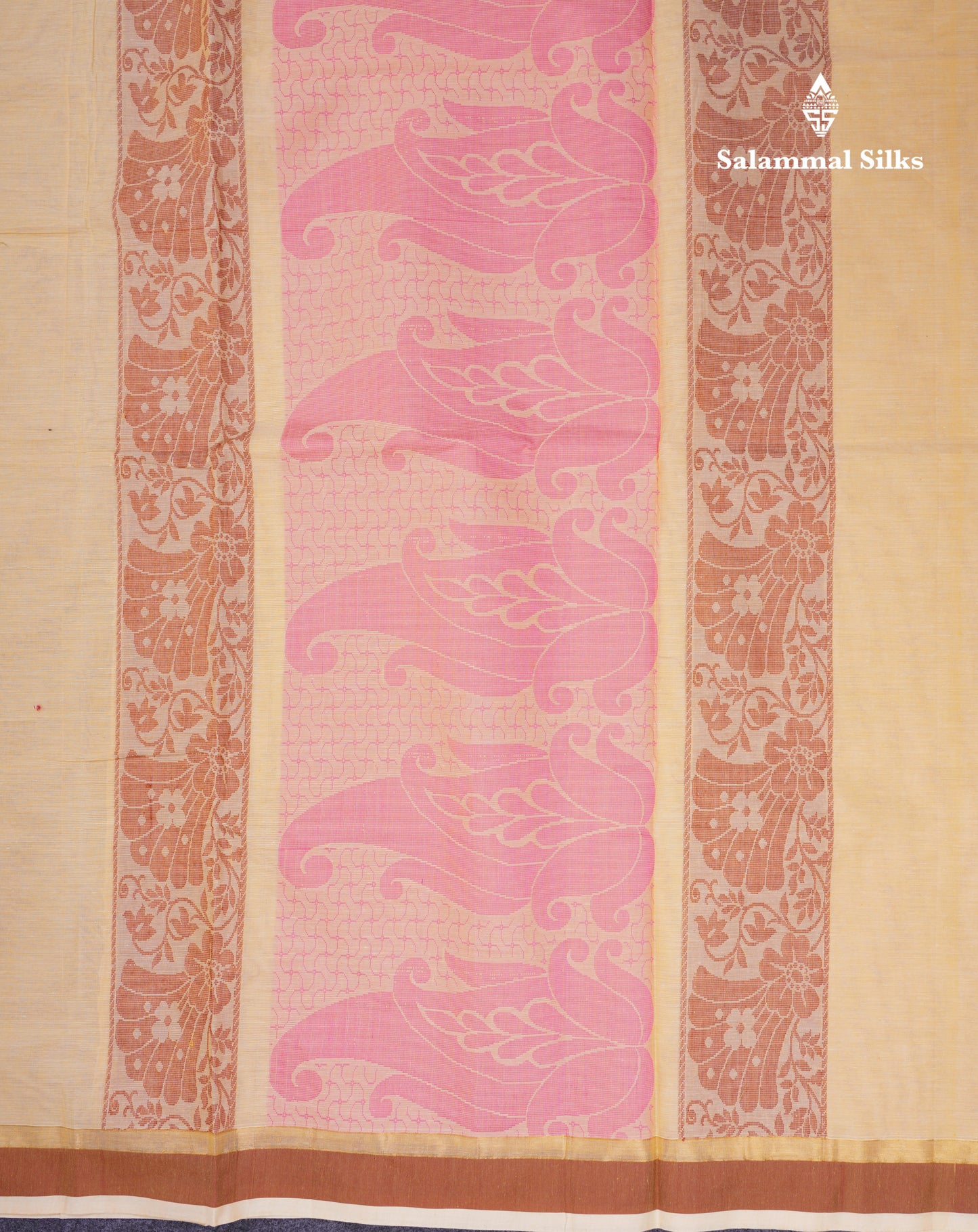 Beautiful Light Yellow Pure Cotton Saree With Contrast Small Brown Border
