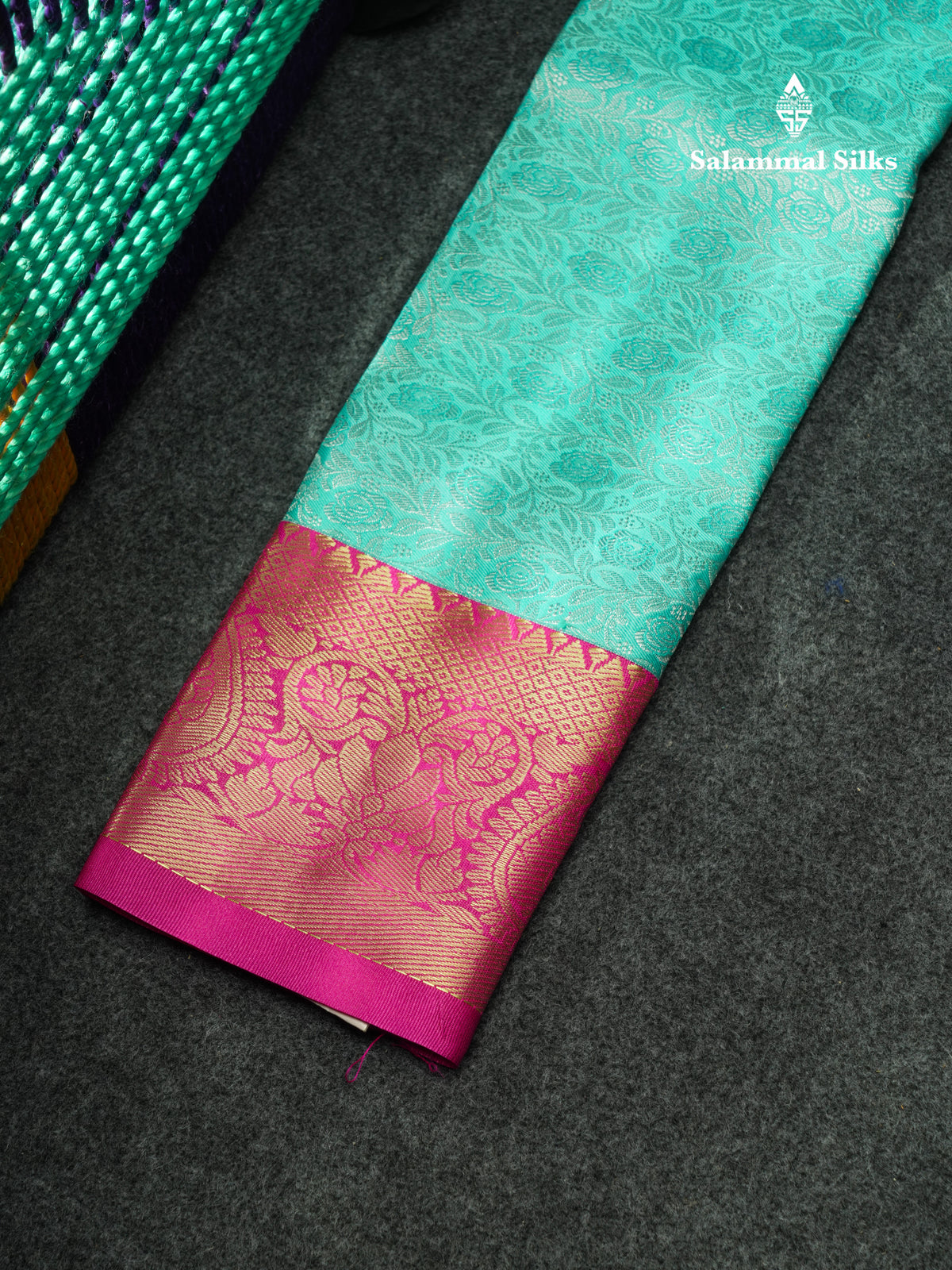 Semi Pattu Pavadai ( Sky Blue ) With Magenta Pink Blouse 18"