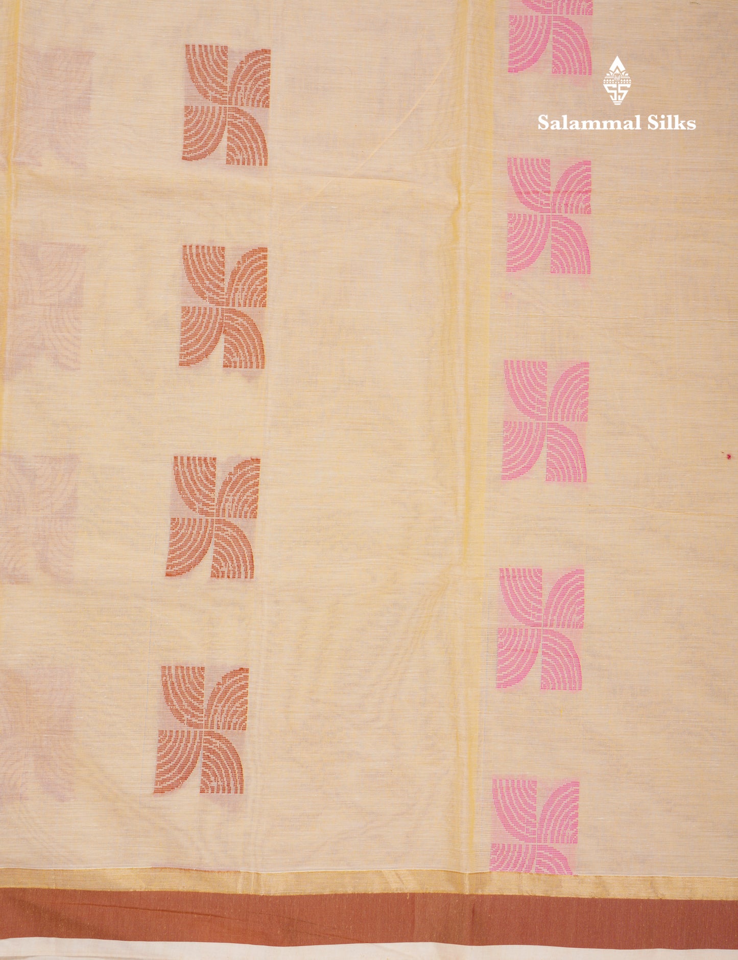 Beautiful Light Yellow Pure Cotton Saree With Contrast Small Brown Border