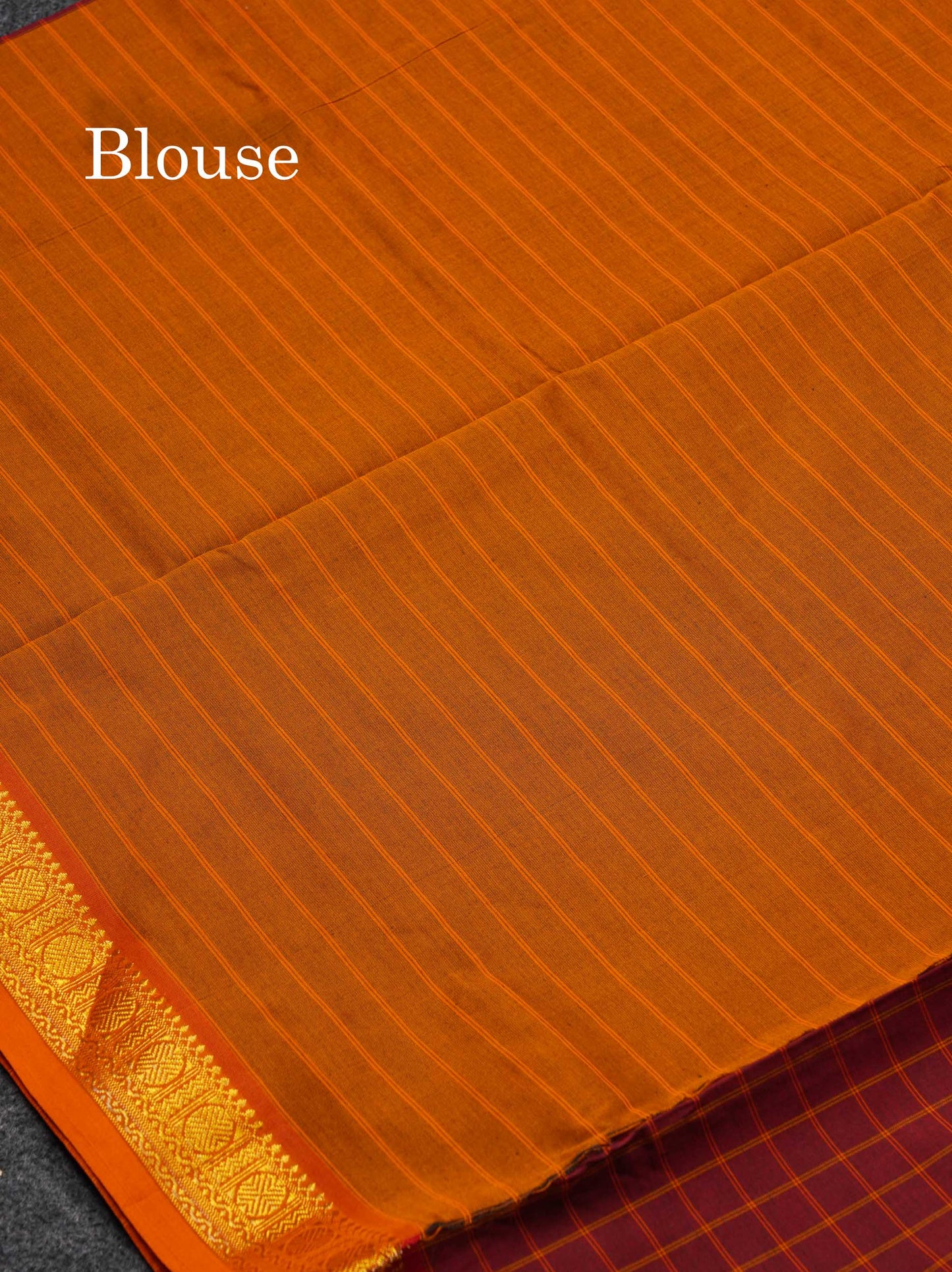 Beautiful Maroon Thread Checks Semi Silk Cotton Saree With Mustard Yellow Border