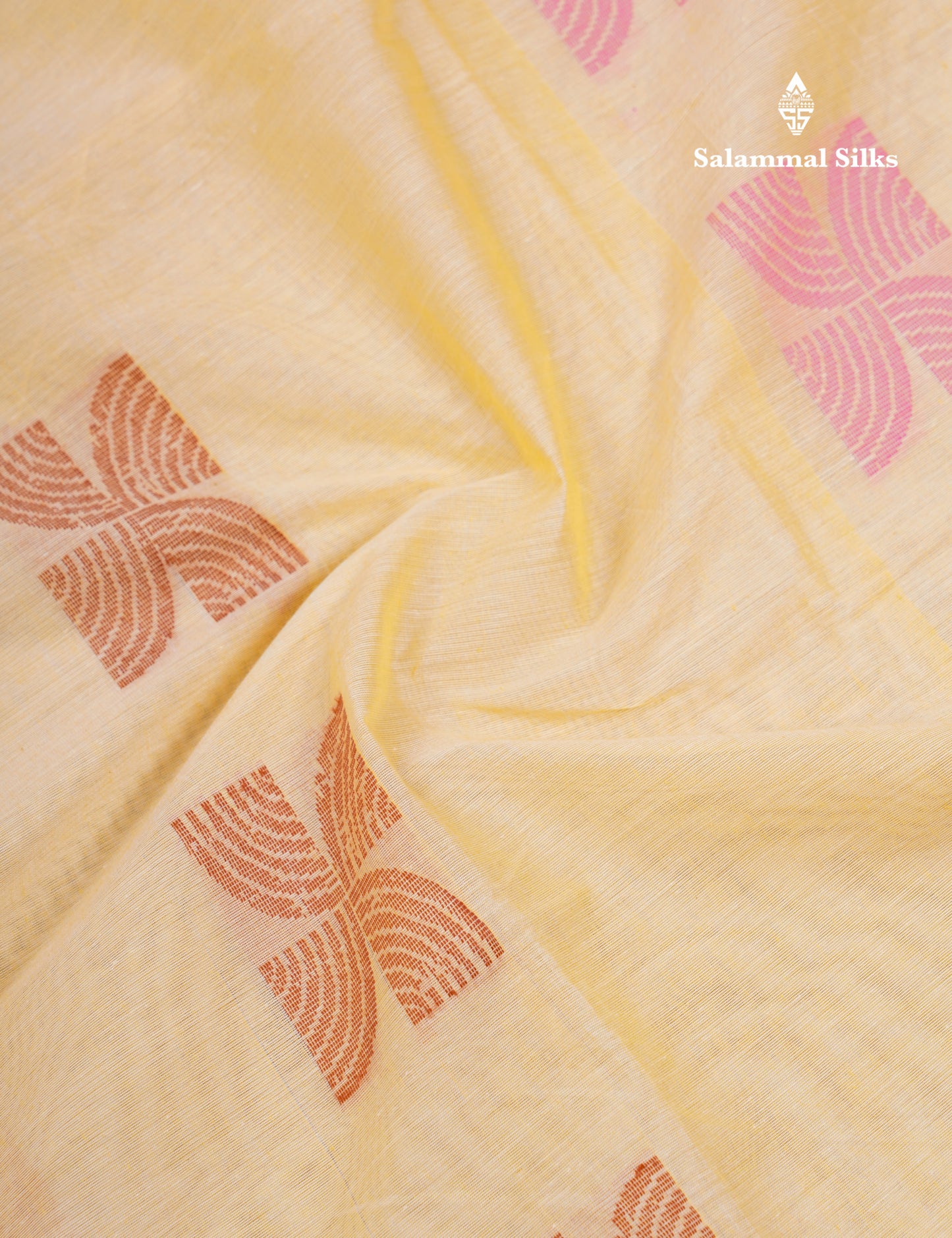 Beautiful Light Yellow Pure Cotton Saree With Contrast Small Brown Border