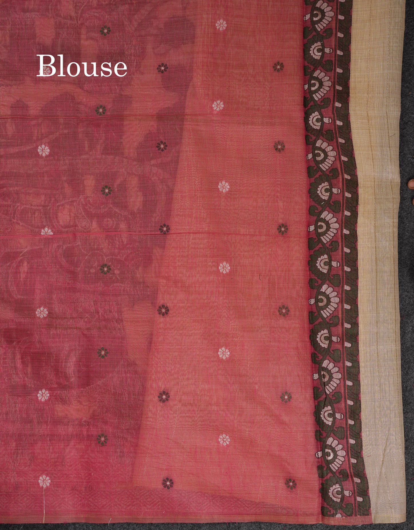 Beautiful Cream Sandal Menakari Work Muga Cotton Saree With Contrast Pink Blouse