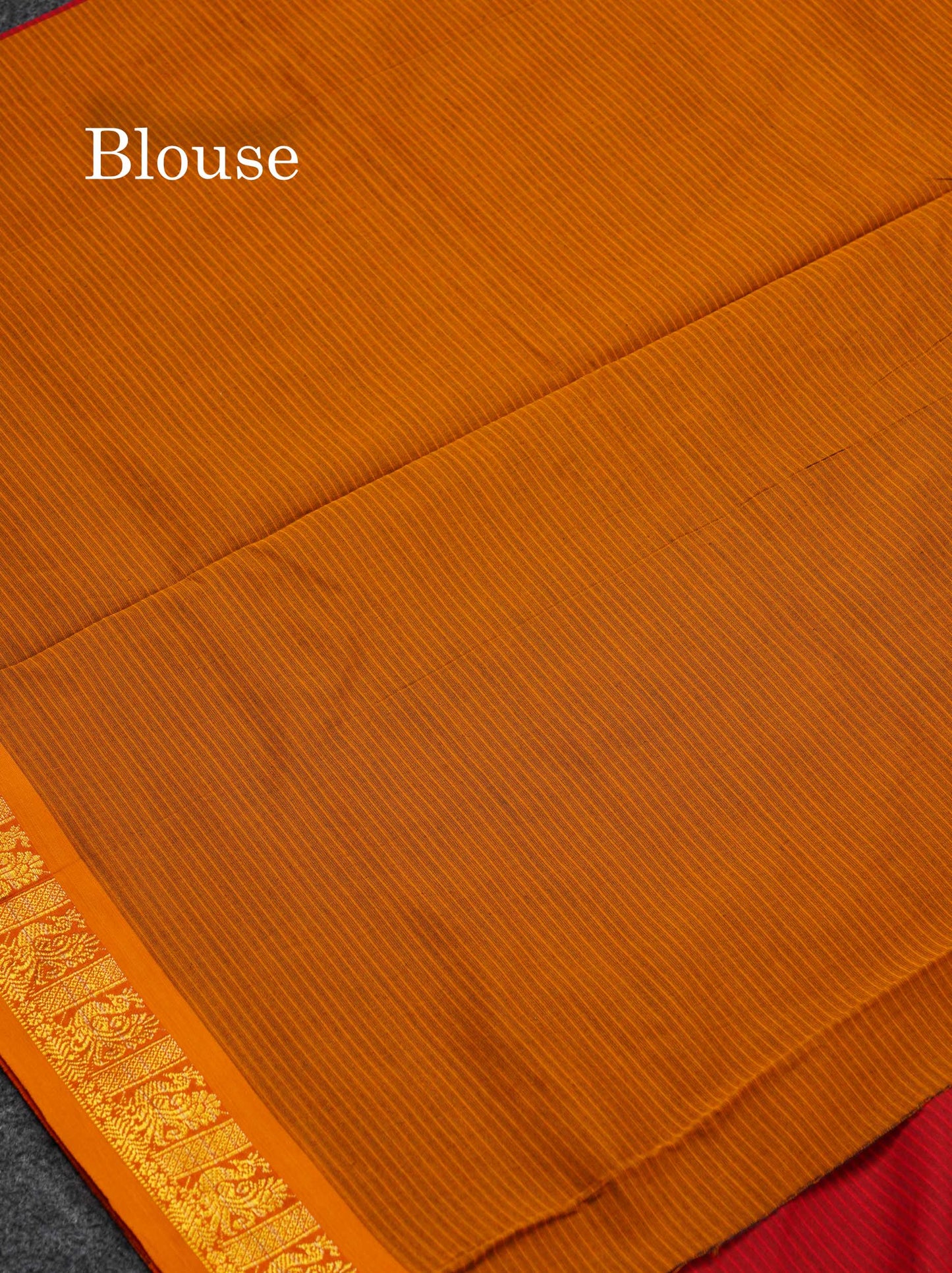 Beautiful Maroon Thread Lines Semi Silk Cotton Saree With Mustrad Yellow Traditional Border