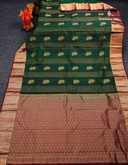 Beautiful Mango Yellow Zari Lines With Butta PureMix Silk Saree With Contrast Pink Traditional Border