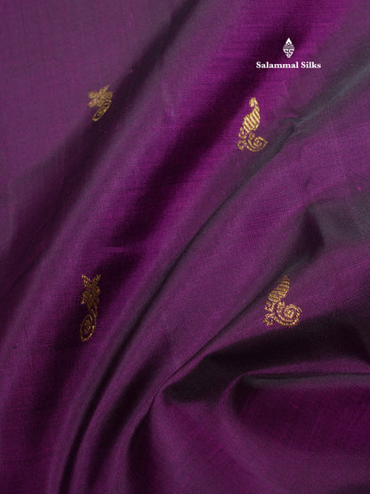 Kanjivaram Beautiful Violet Pure Silk Saree With Contrast Rexona Green Korvai Border
