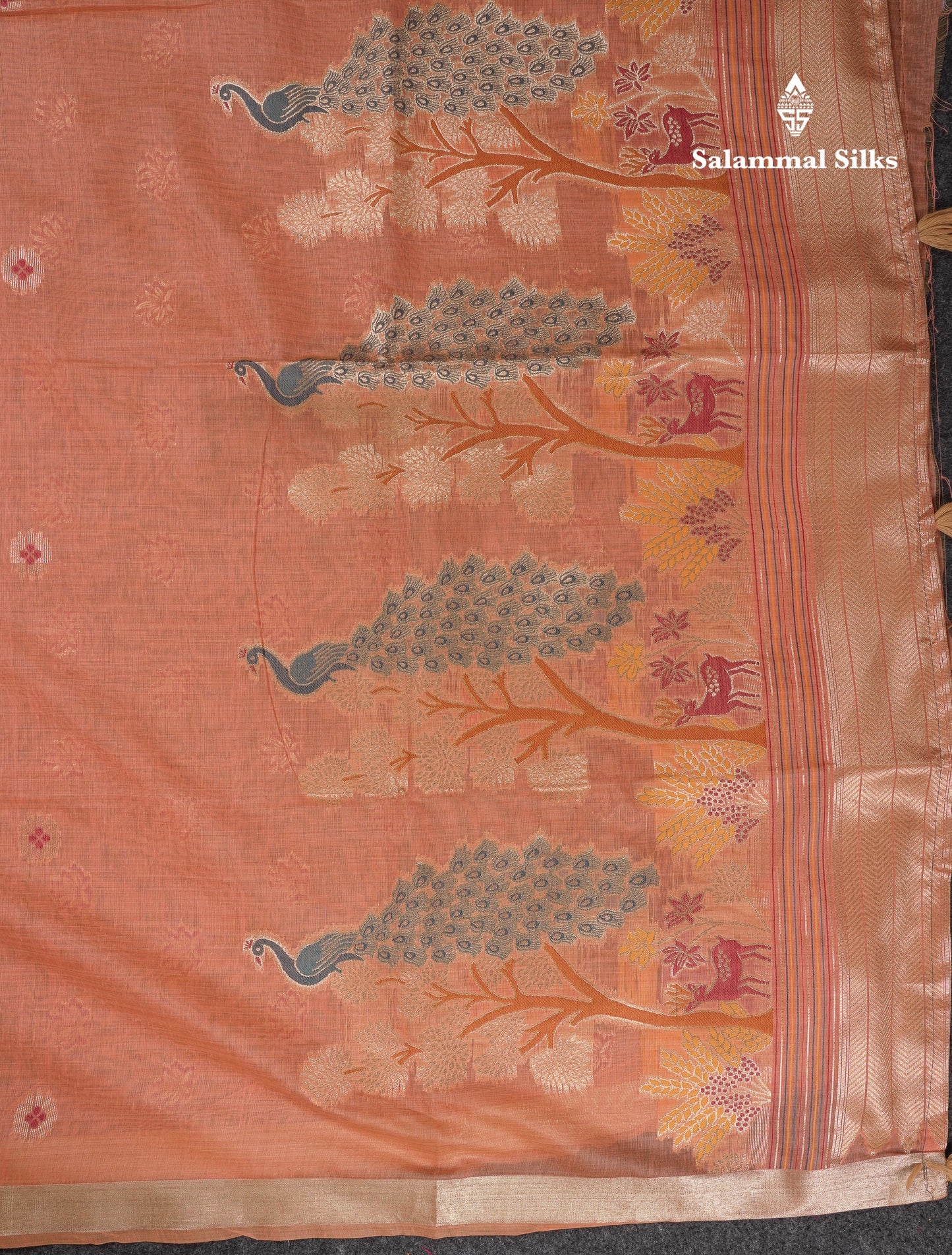 Beautiful Cream Menakari Work Muga Cotton Saree With Butta Blouse