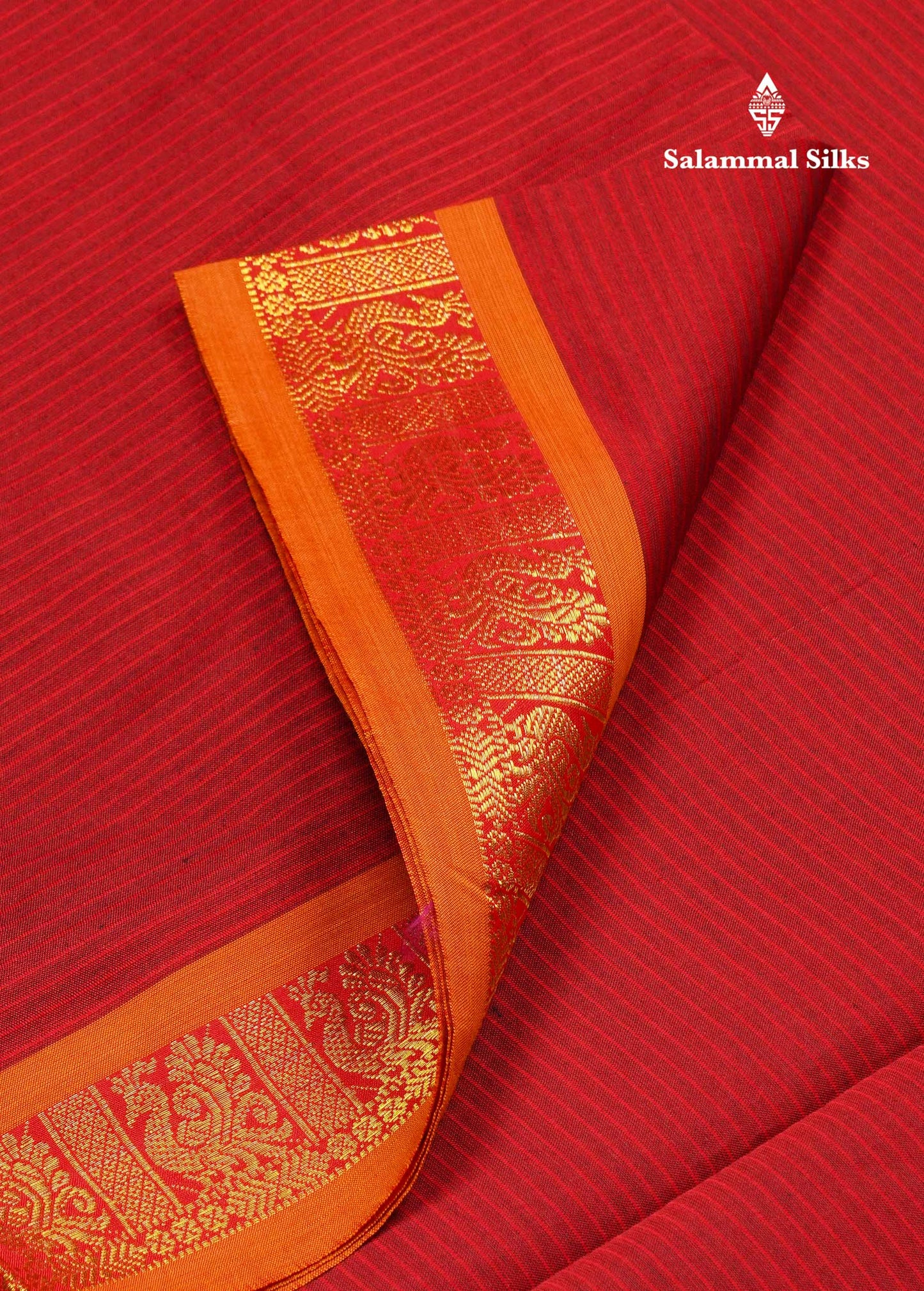 Beautiful Maroon Thread Lines Semi Silk Cotton Saree With Mustrad Yellow Traditional Border