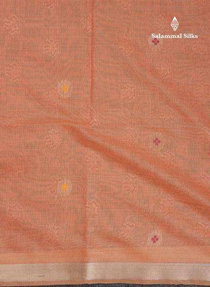 Beautiful Cream Menakari Work Muga Cotton Saree With Butta Blouse
