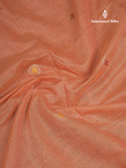 Beautiful Cream Menakari Work Muga Cotton Saree With Butta Blouse