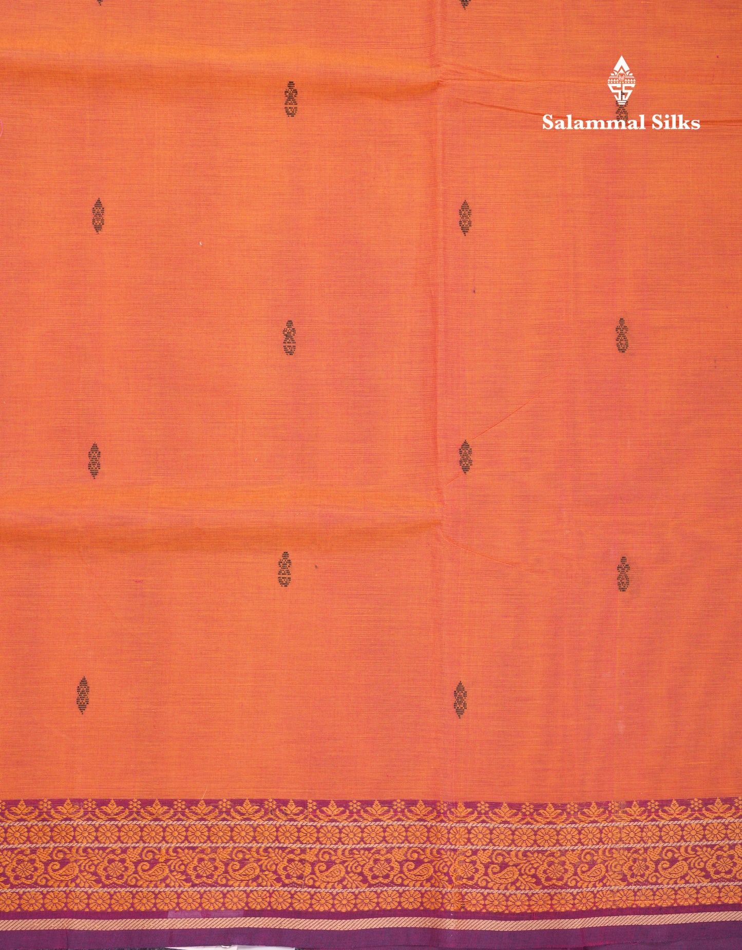 Beautiful Dual Tone Orange Pure Cotton Saree With Contrast Magenta Border