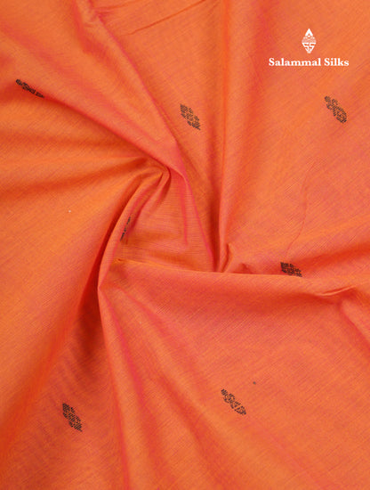 Beautiful Dual Tone Orange Pure Cotton Saree With Contrast Magenta Border