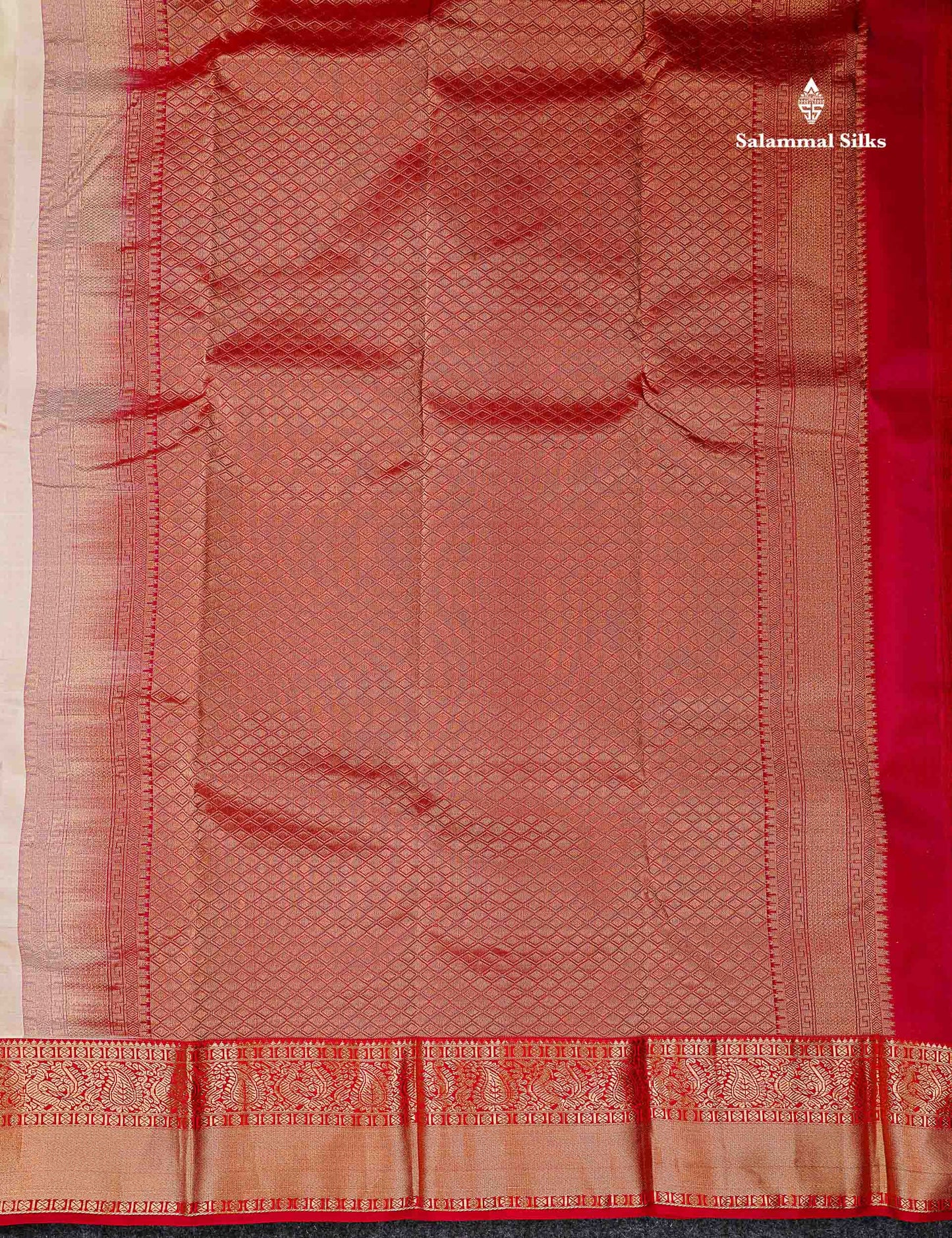 Beautiful Half White Zari Butta PureMix Silk Saree With Contrast Red Traditional Border