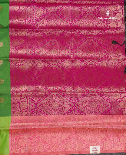 Semi Soft Silk Saree - Pinkish Peach Colour Body Butta With Contrast Fancy Border