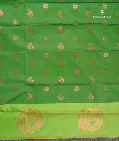 Semi Soft Silk Saree - Pinkish Peach Colour Body Butta With Contrast Fancy Border
