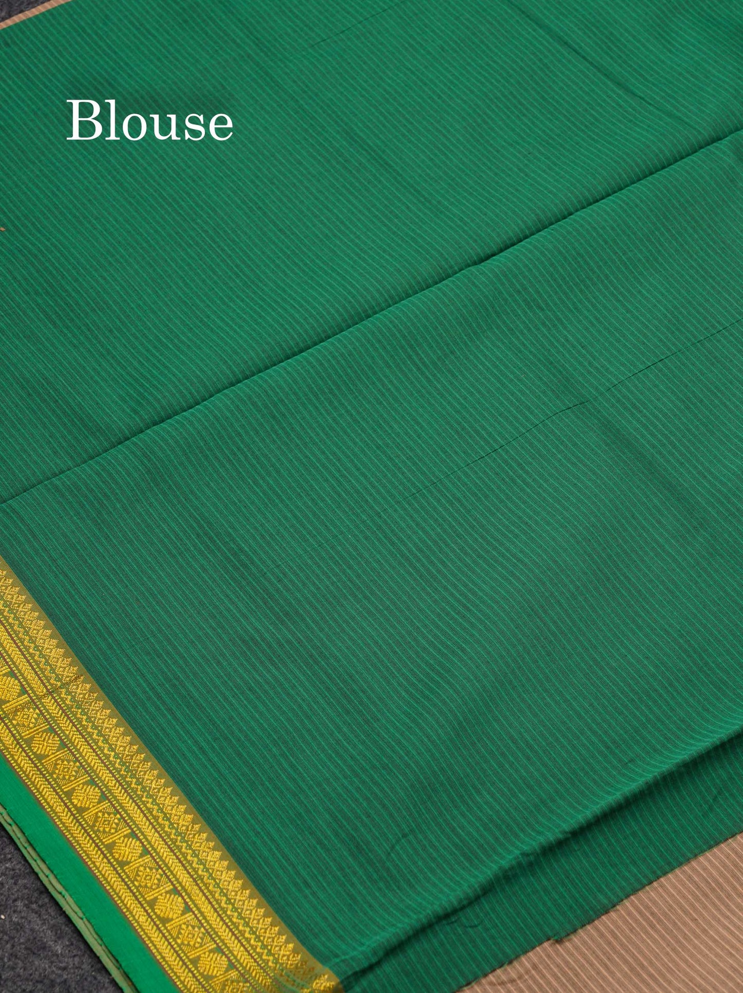Beautiful Light Grey Thread Lines Semi Silk Cotton Saree With Bottle Green Traditional Border