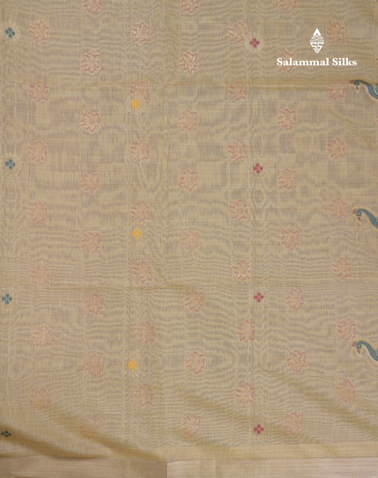 Beautiful Cream Menakari Work Muga Cotton Saree With Butta Blouse