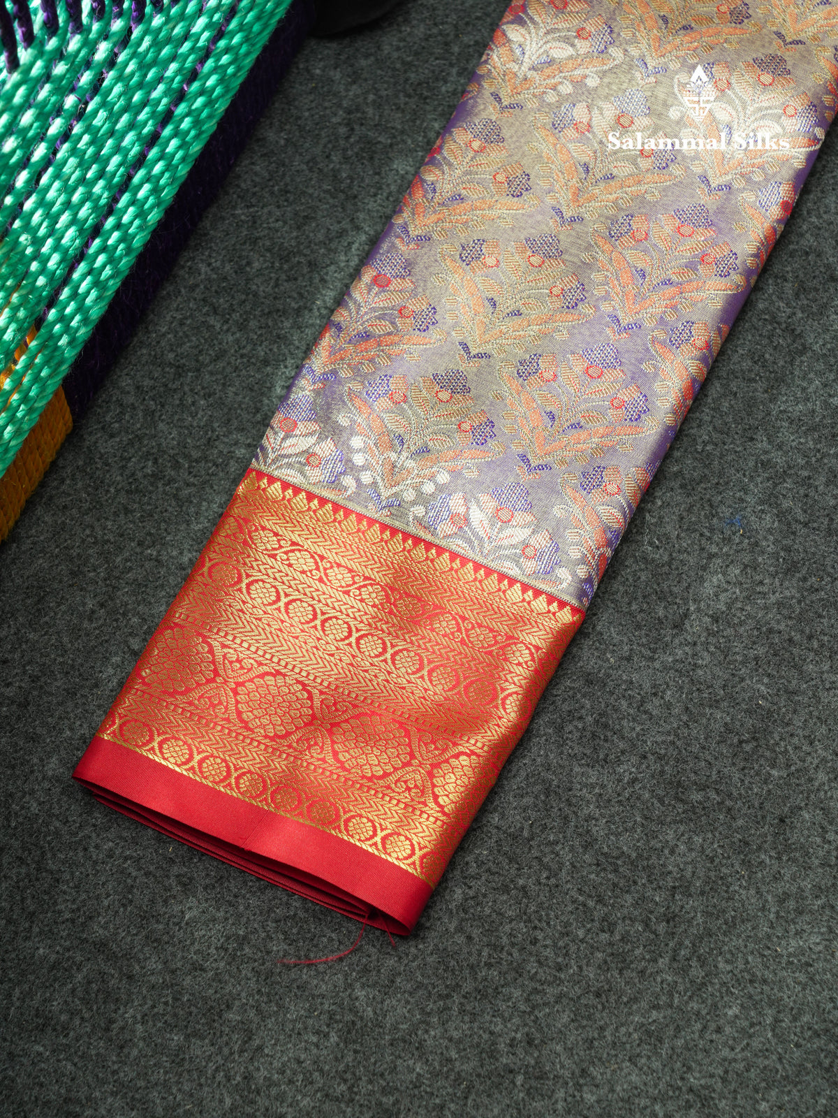 Semi Silk Pattu Pavadai (Light purple) With Red blouse  18"