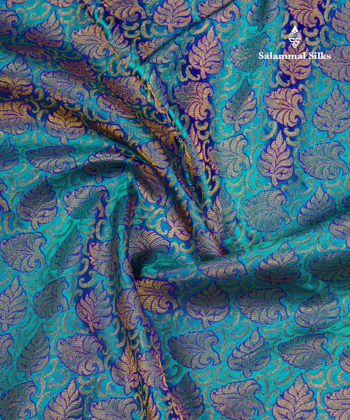 Beautiful Sapphire Blue Bridal Pure Kanjivaram Silk Saree With Contrast Vadamalli Border