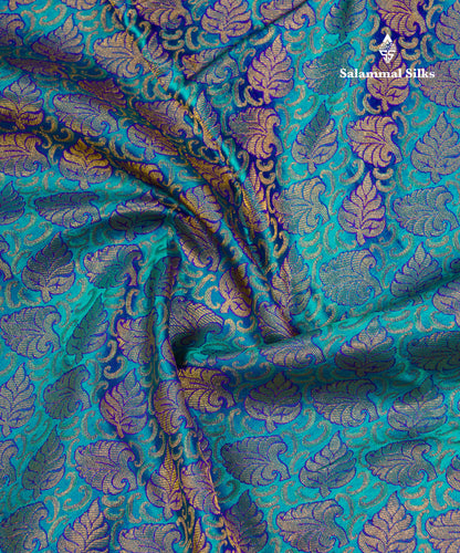 Beautiful Sapphire Blue Bridal Pure Kanjivaram Silk Saree With Contrast Vadamalli Border