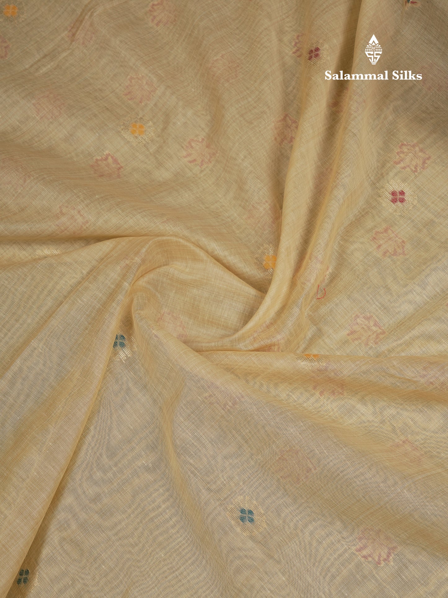 Beautiful Cream Menakari Work Muga Cotton Saree With Butta Blouse