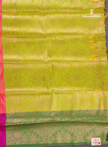 Semi Soft Silk Saree - Pinkish Peach Colour Body Butta With Contrast Fancy Border