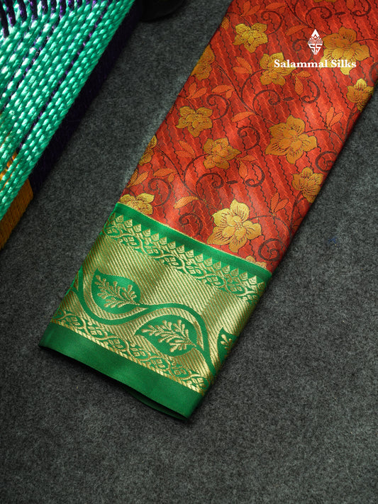 Semi Silk Pattu Pavadai (Brown Colour) With Green Blouse 18"