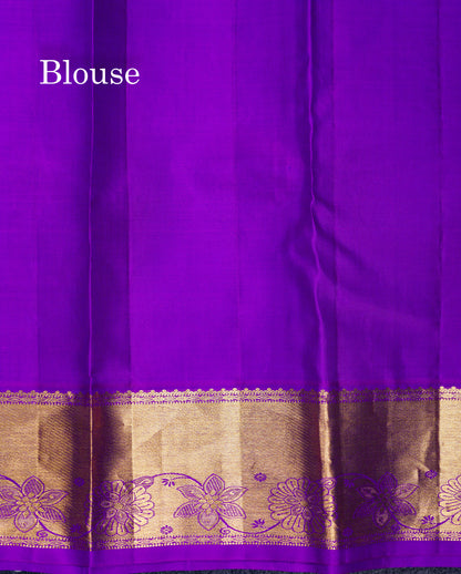 Beautiful Sapphire Blue Bridal Pure Kanjivaram Silk Saree With Contrast Vadamalli Border
