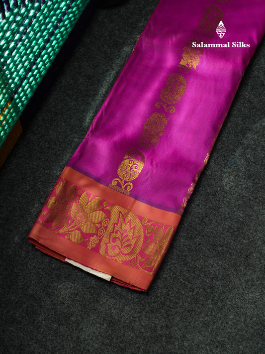 Semi Silk Pattu Pavadai (Majentha Pink) With Majentha Pink Blouse 18"