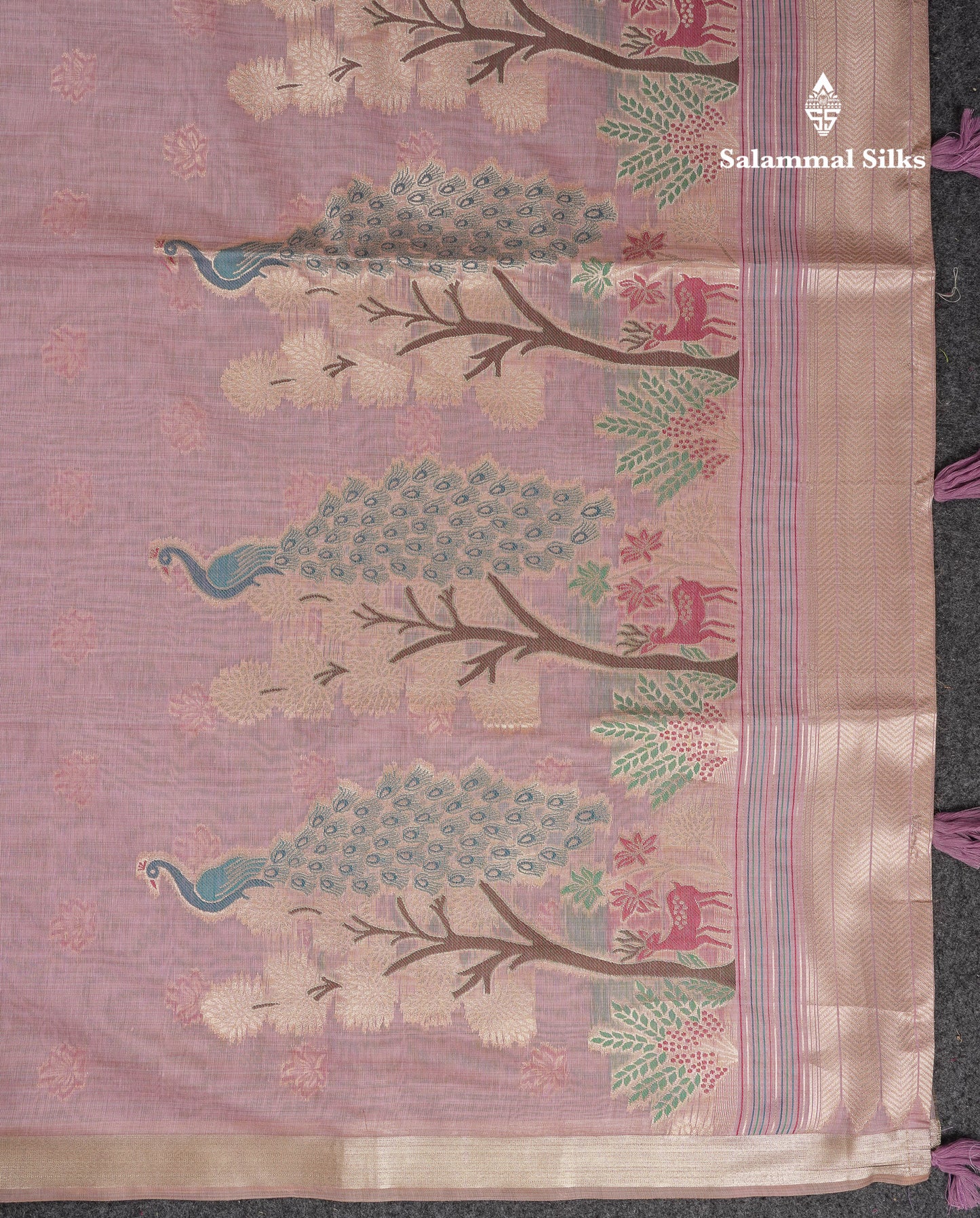 Beautiful Cream Menakari Work Muga Cotton Saree With Butta Blouse