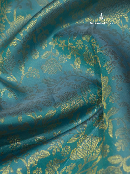 Kanjivaram Beautiful Sea Blue Pure Silk Saree With Contrast Magenta Traditional Border