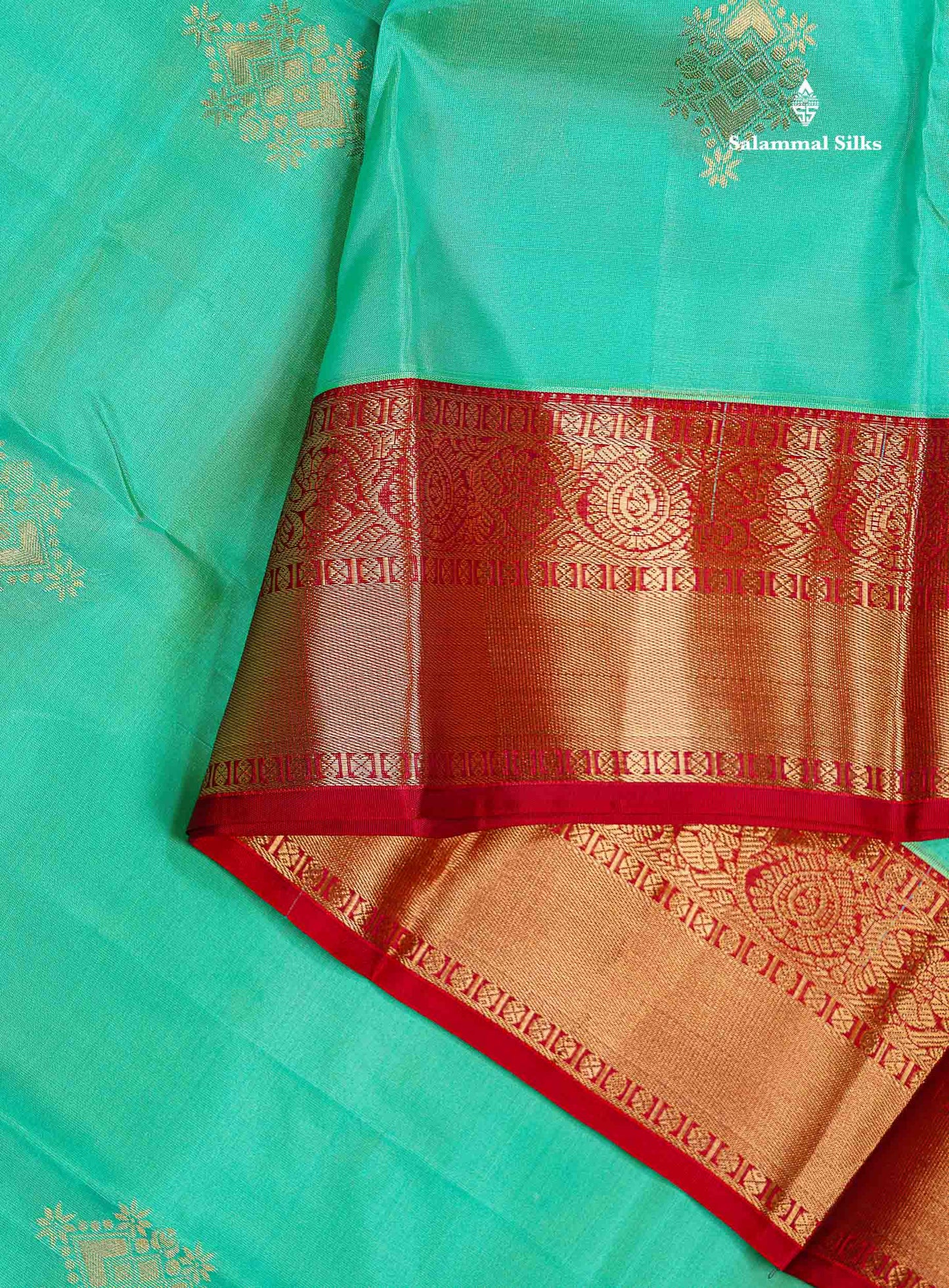 Beautiful Half White Zari Butta PureMix Silk Saree With Contrast Red Traditional Border