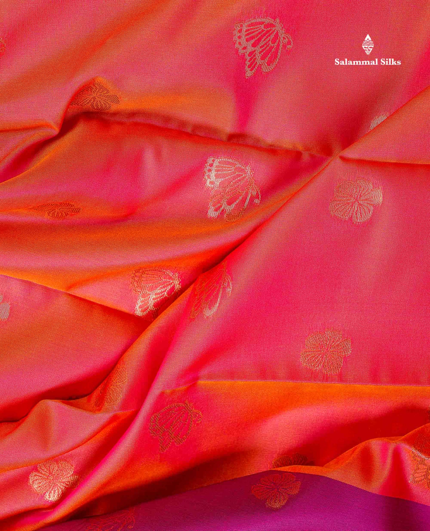 Semi Soft Silk Saree - Pinkish Peach Colour Body Butta With Contrast Fancy Border