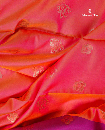 Semi Soft Silk Saree - Pinkish Peach Colour Body Butta With Contrast Fancy Border